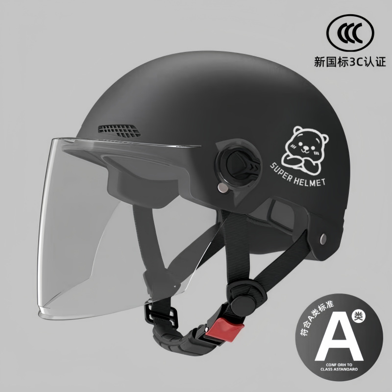 Standard 3C | Universal Motosiklet kaskı (dəbilqə) - 02-black-transparent-long-mirror-silver-white-bear