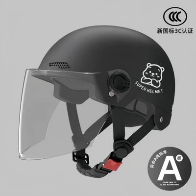 Helmet, Suitable for All Seasons, Men's | Motosiklet kaskı (dəbilqə) - 02-black-transparent-long-mirror-silver-white-bear
