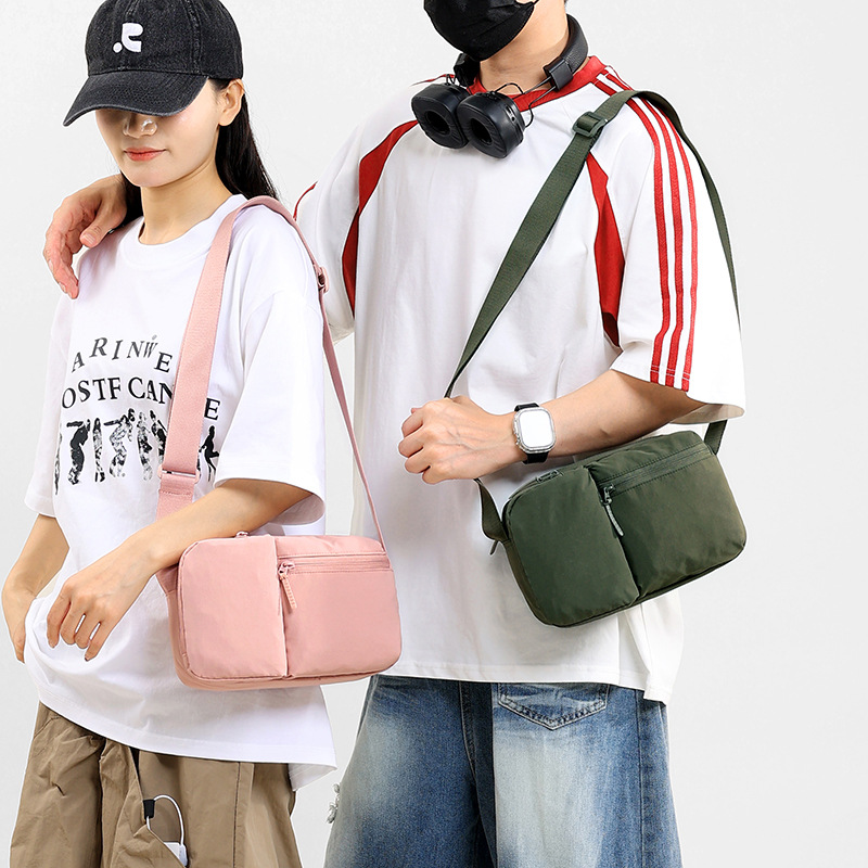 Eco-style artistic multi-pocket crossbody bag for women, new casual unisex lightweight nylon shoulder bag for school and commuting