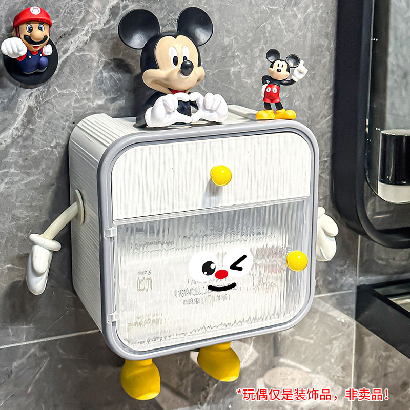 浴室ティッシュボックス穴なし壁掛け式家庭用トイレ壁防水ティッシュラック収納ロール紙箱|undefined
