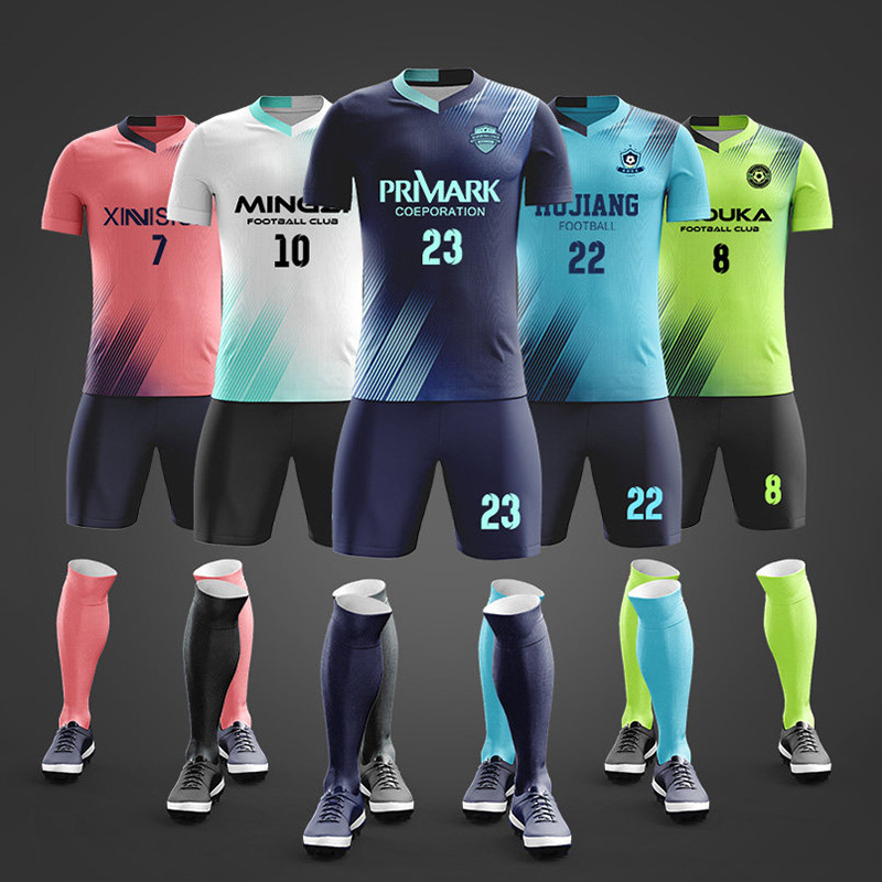 Football Uniform Short-Sleeved Suit Customized Quick-Drying Sublimation Competition Training Team Uniform Student Adult Football Sports Jersey