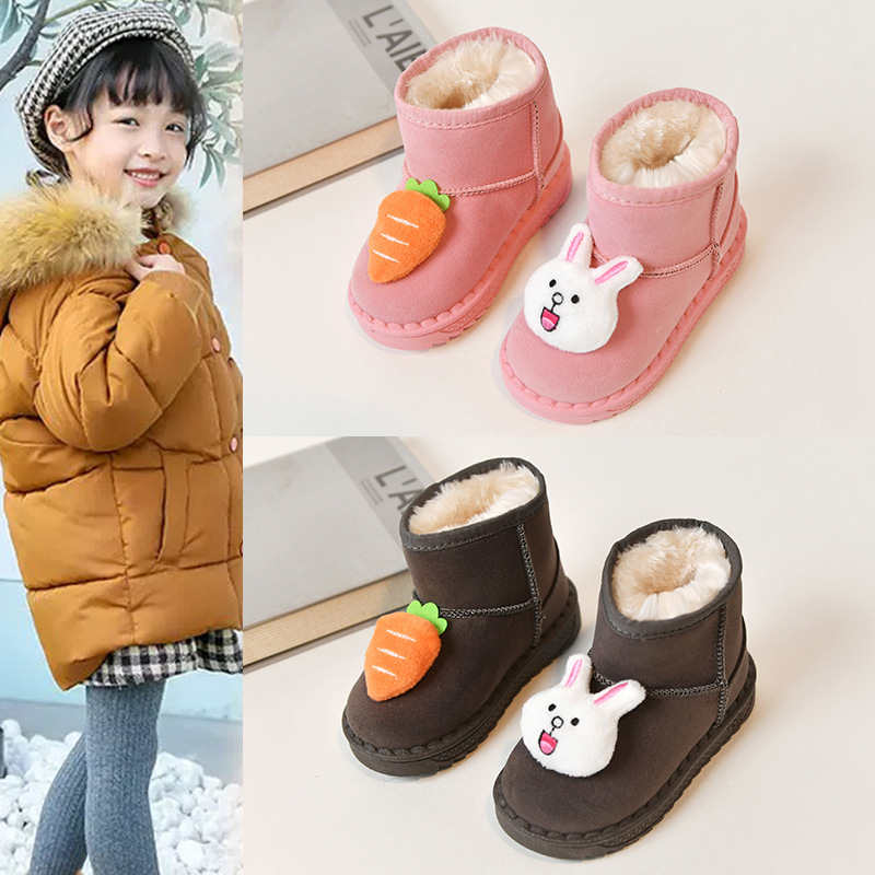 Inverno de neve infantil, meninos de 3 a 6 anos com sapatos grossos e pelúcia, meninas de 6 a 13 anos botas de algodão da moda 5_voghion.com