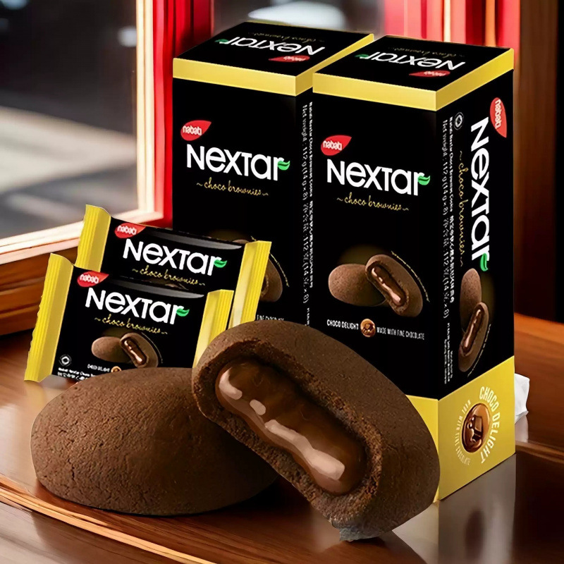 印尼进口纳宝帝丽芝士布朗尼软心巧克力夹心注心曲奇饼零食年货