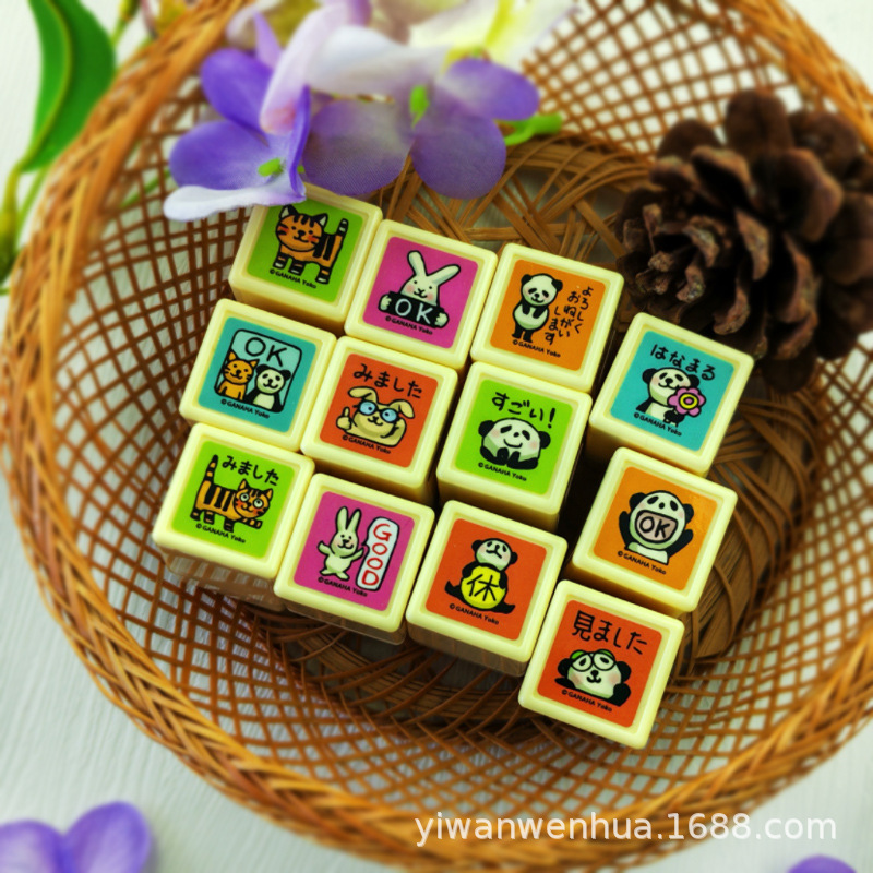 日本KODOMO NO KAO 浸透印章-可爱动物 迷你创意日本套装 手帐章