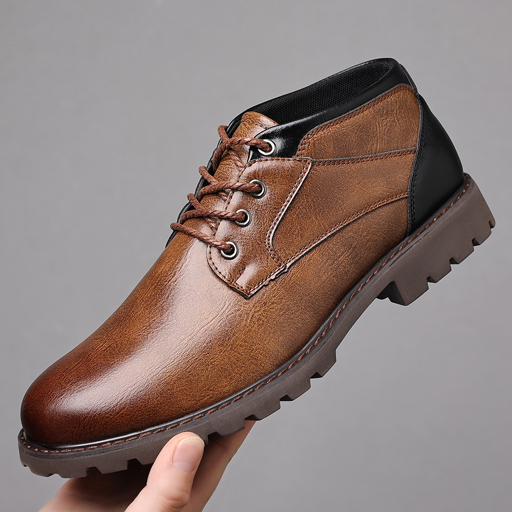 Men's boots Plus-size zipper short boots Men's shoes Autumn and winter high top shoes Desert work boots_voghion.com