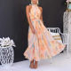 2025 summer new European and American Amazon cross-border foreign trade women's holiday style sleeveless printing backless dress