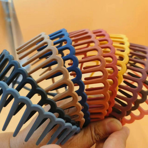 Korean version of popular long-tooth candy-colored plastic sanding face-washing hairband, stylish and simple toothed hair accessory