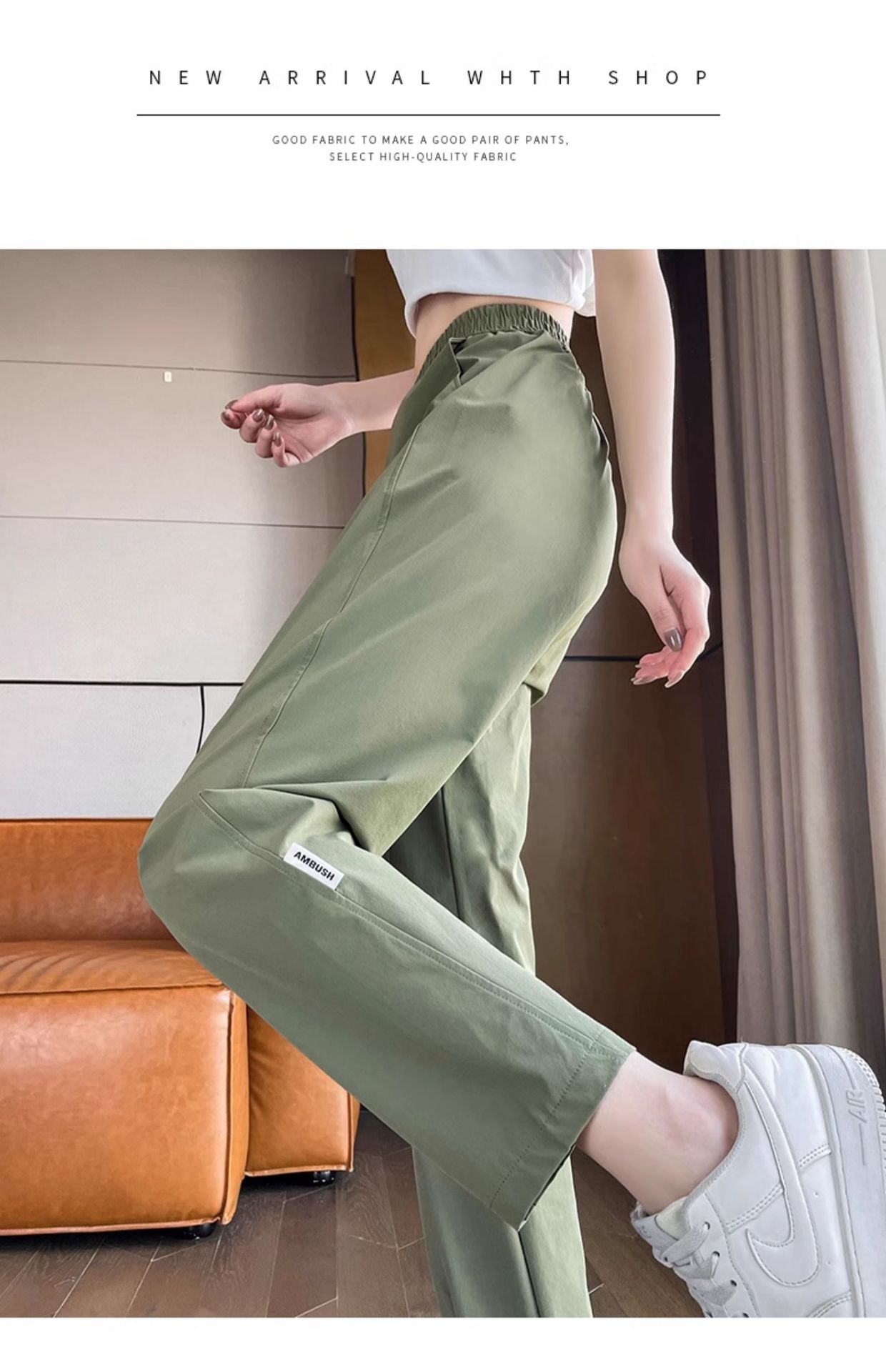 Quần dài nữ mùa hè vải lụa băng mỏng nhẹ, nhanh khô, chống nắng, kiểu harem ống rộng — Gạo xám chi tiết 20