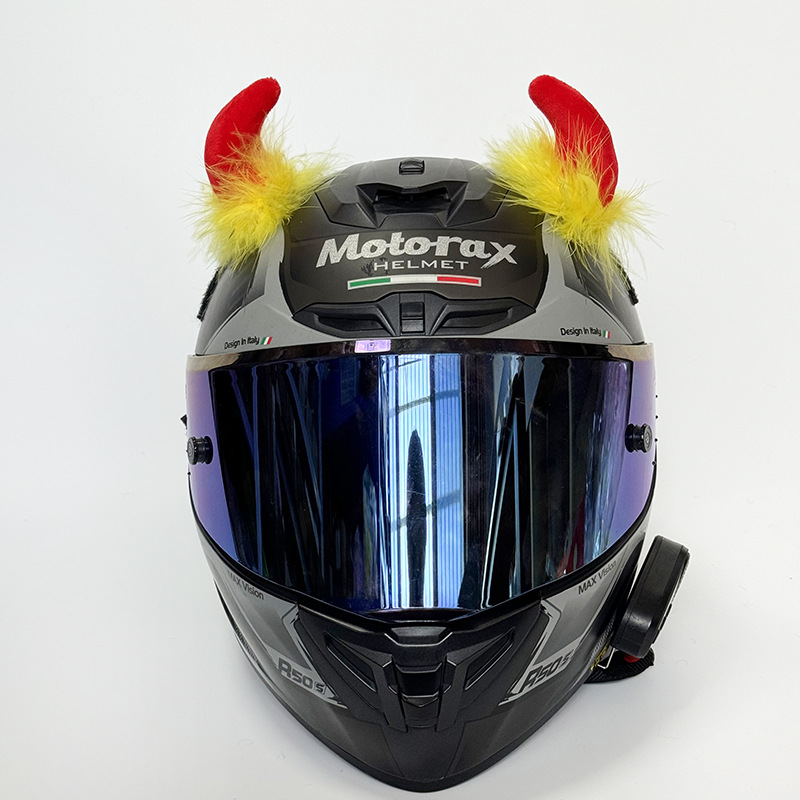 Gaizhuang – Helmet Decoration Luminous Auto Parts and Accessories - red-devil-horns-1-pair-no-helmet-yellow-plush