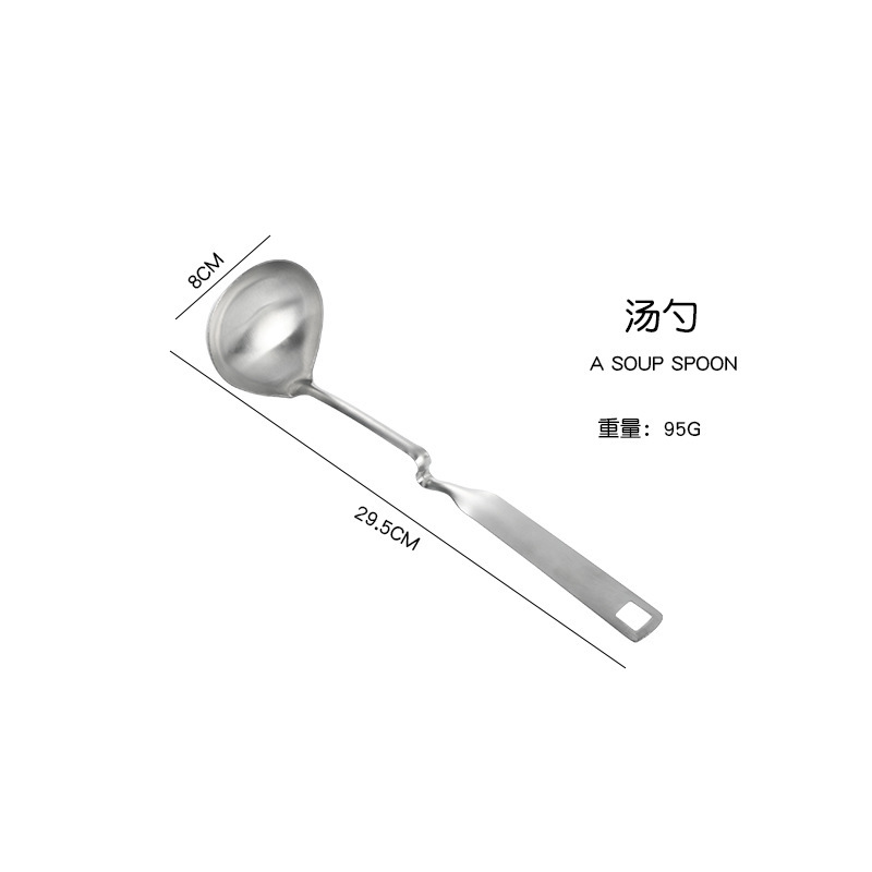 Cuchara de tapón de aceite de pared de acero inoxidable Cuchara de olla caliente Cuchara de cocina para el hogar Cuchara de colador Juego de utensilios de cocina Carcasa de sopa engrosada Resistencia a altas temperaturas