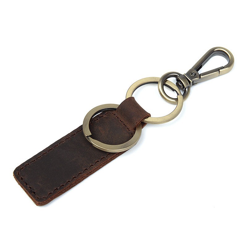 Retro Solid Color Leather Men's Bag Pendant Keychain display picture 1