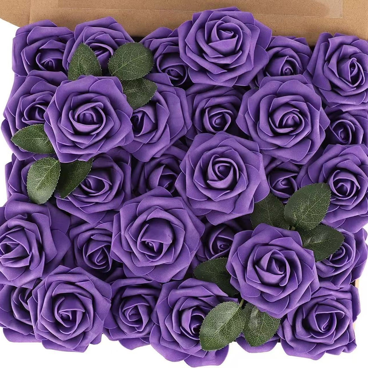 Rosas artificiales de espuma con tallo PE, 25 unidades por paquete