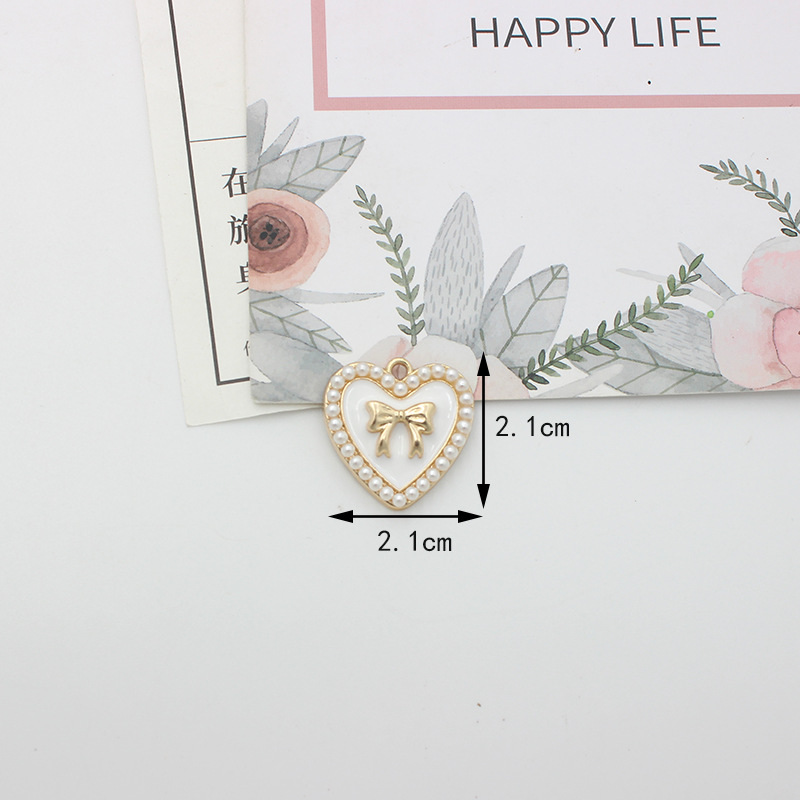 Alloy Material Heart Shape, Flower, Bow Knot Pattern 10 PCS/Package Alloy Rhinestones Pearl Heart Shape Flower Bow Knot Polished Pendant