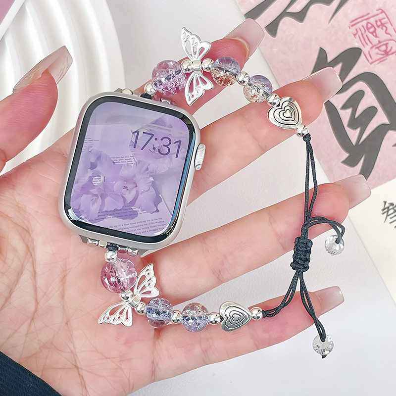 New Wisteria Double Butterfly diy Bracelet for iwatch Strap S8 Apple S9 Watch 8AppleWatch Women