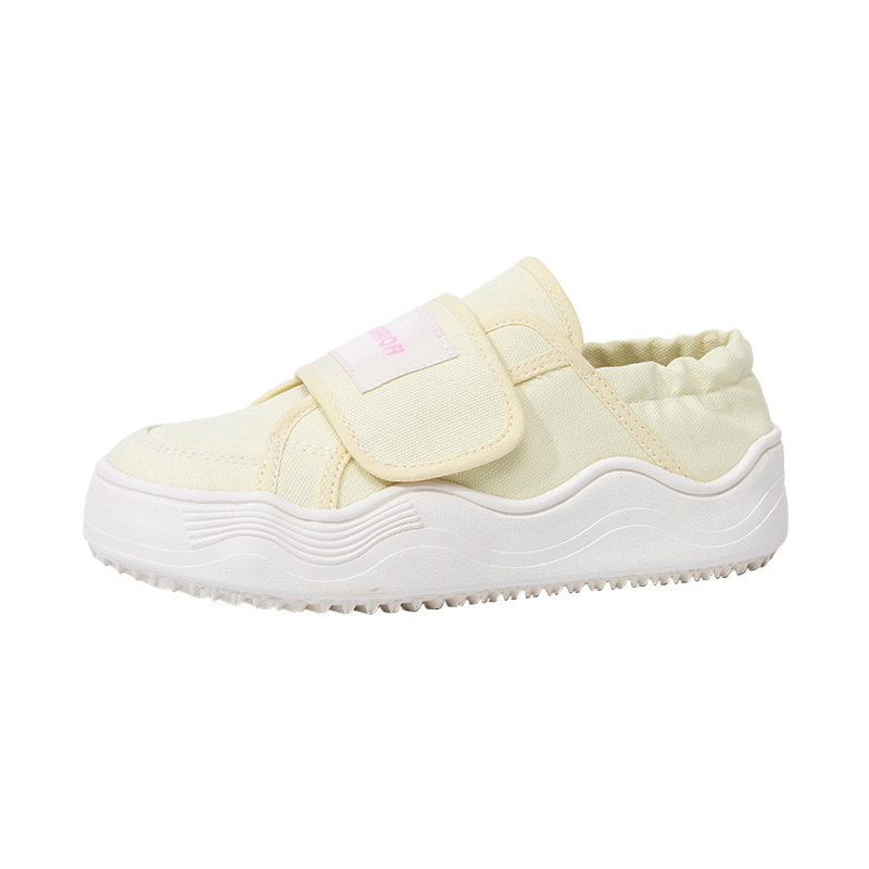Retirada dos zapatos de lona para mujeres 2025 primavera zapatos de muffin con suela gruesa Velcro un pie de zapatos de alto valor de cara