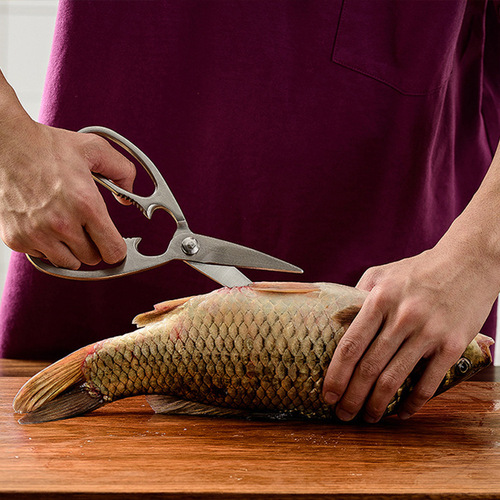 Stainless steel kitchen food scissors, home-use powerful chicken bone scissors, all-steel multi-functional fish bone scissors, tool wholesale