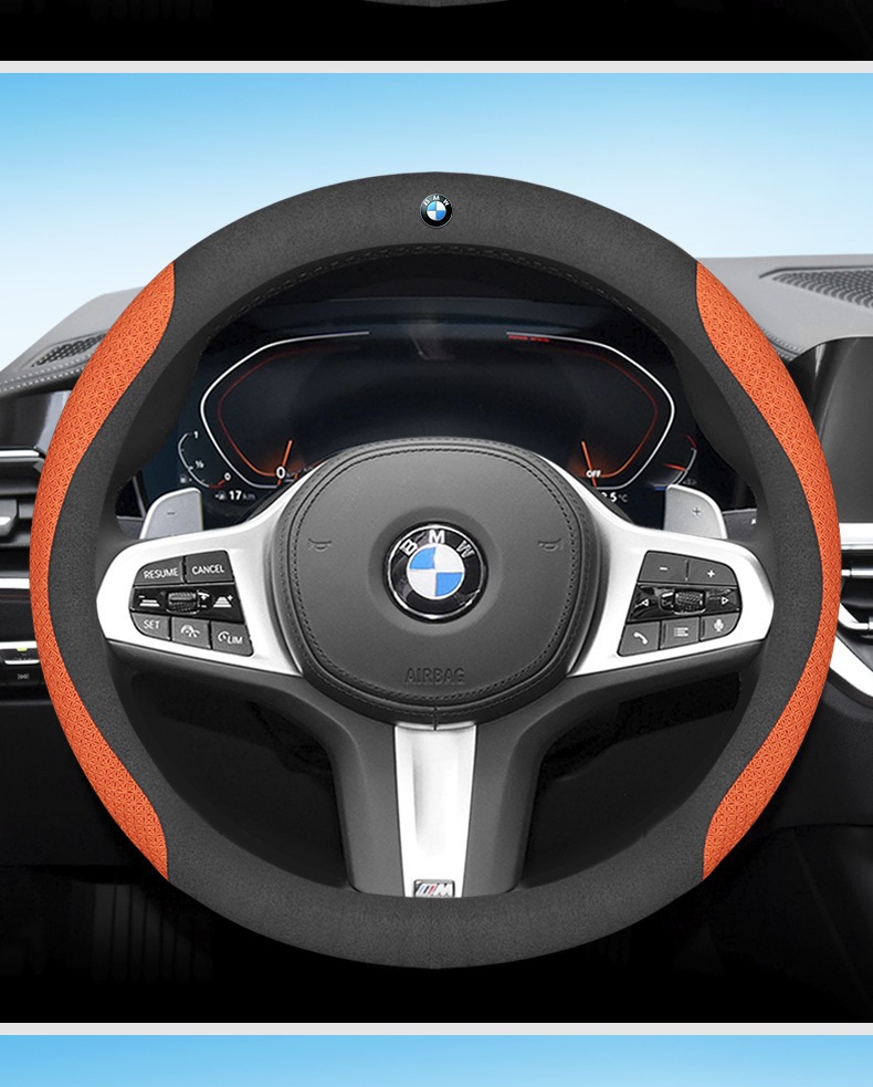 Suitable for BMW steering wheel cover suede new 5 series 3 series 4 series 1 series X1X2X3X4X5X6 handle cover four seasons cross-border