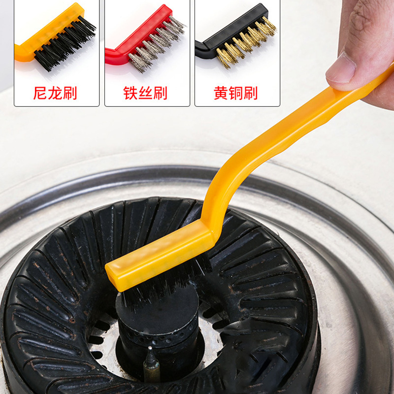 Kitchen gas stove range hood decontamination brush 3 installed stove cleaning tools rust copper wire steel wire small brush