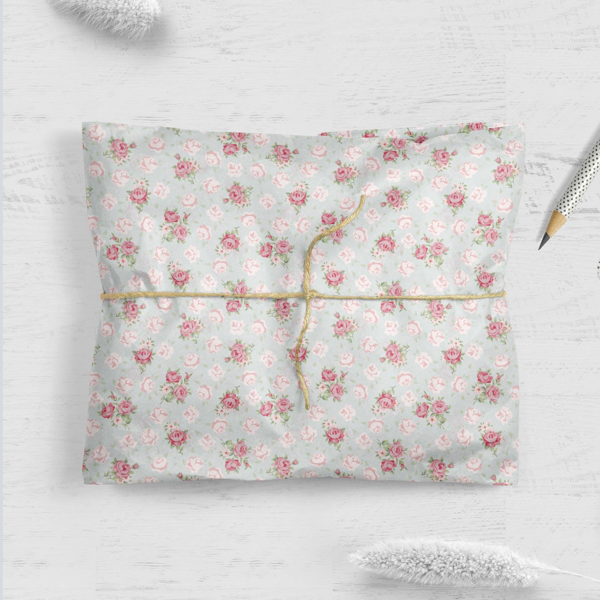 블루 플로럴 50*70cm, 최소 배치 크기는 500개입니다.