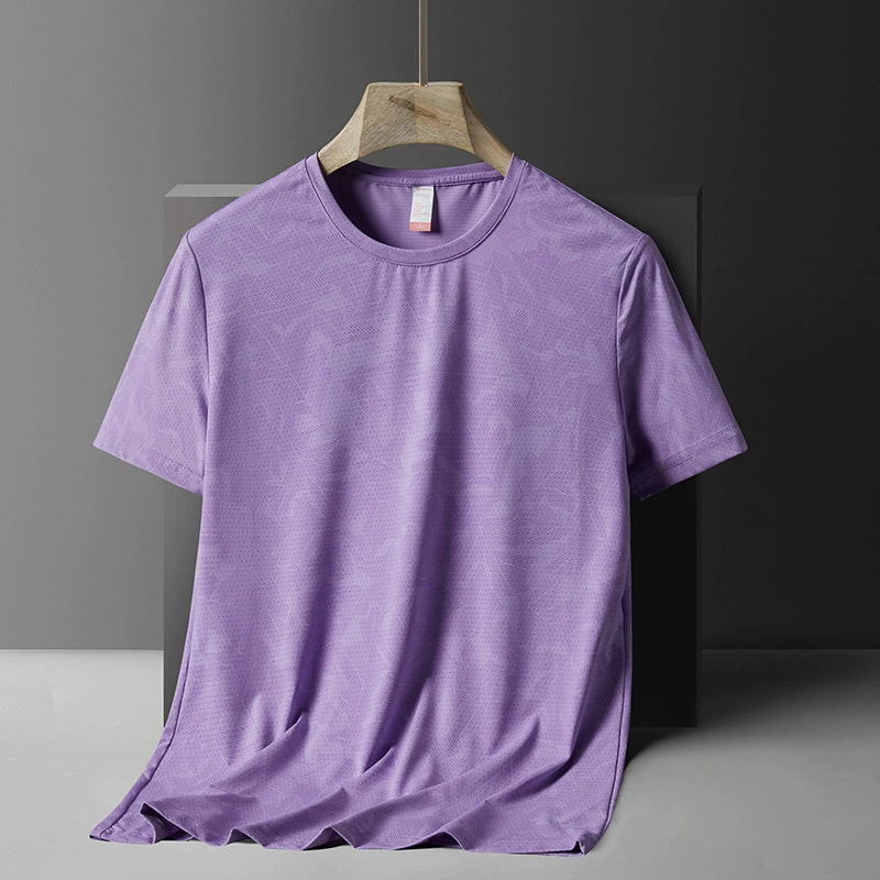 Прямая трансляция, популярная трансграничная летняя спортивная футболка из ледяного шелка с короткими рукавами, мужская дышащая быстросохнущая футболка с круглым вырезом