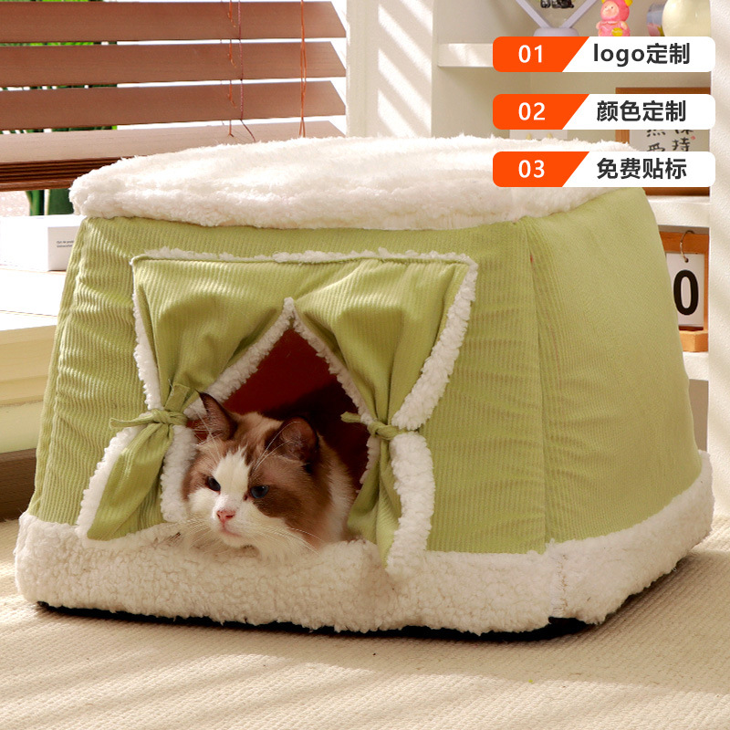 Venta al por mayor transfronteriza de invierno cálido para gatos, perreras, cuatro estaciones, casa para gatos universal, colchonetas para mascotas, suministros para nidos de felpa para dormir