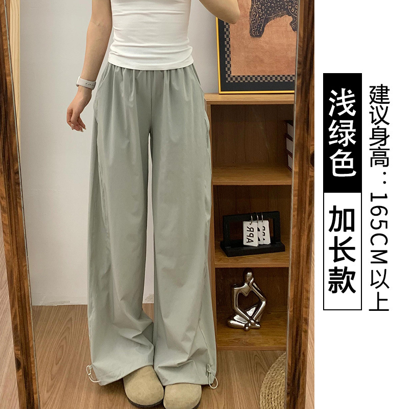 ブルー速乾性オーバーオール女性の夏 2025 新しいハイウエストルーズストレートレッグワイドレッグカジュアルスポーツパンツ|undefined