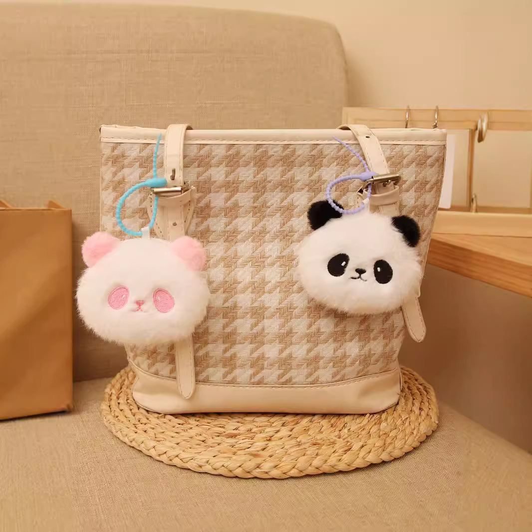 Lindo bolso de cabeza de panda gigante juguete de peluche monedero de panda pequeño colgante pequeño joyería muñeca recuerdo de viaje