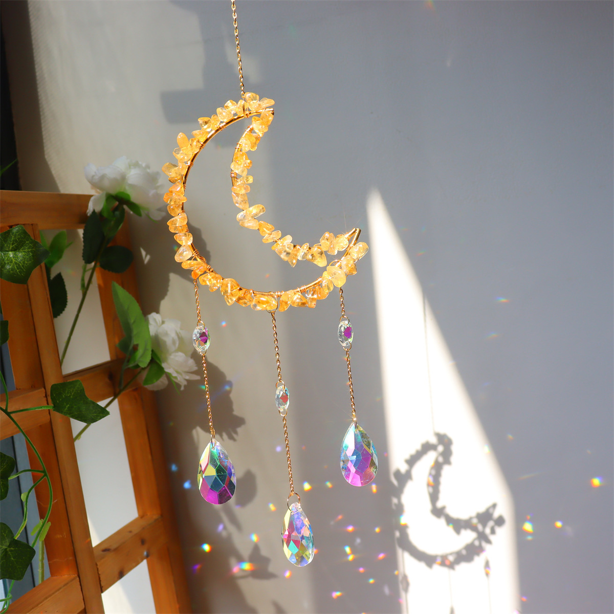Suncatcher, Wind Chime Home Textiles & Decor Type Casual Elegant Moon Crystal Suncatcher Wind Chime Wall Art