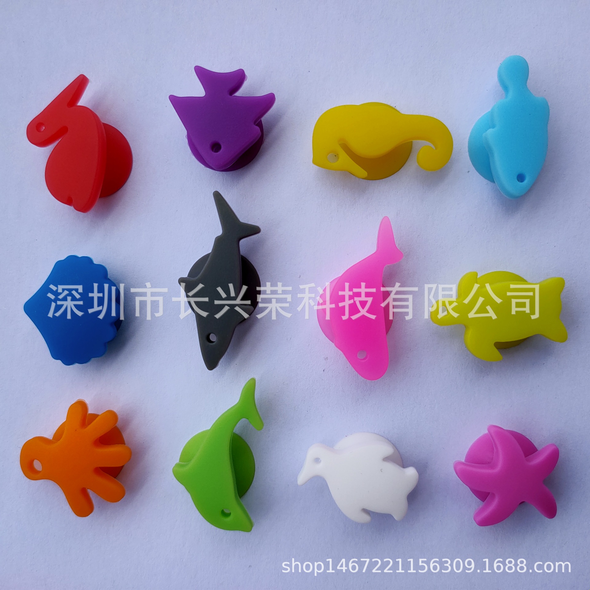 硅胶海洋动物酒杯吸盘 海洋动物酒杯杯贴 酒杯标签 硅胶酒杯标识