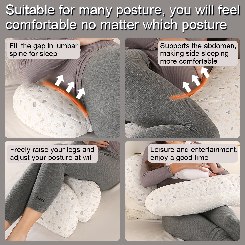 Cross-border semicircle pregnant woman pillow support back leg abdomen waist pillow multifunctional waist side sleeping pillow pillow core