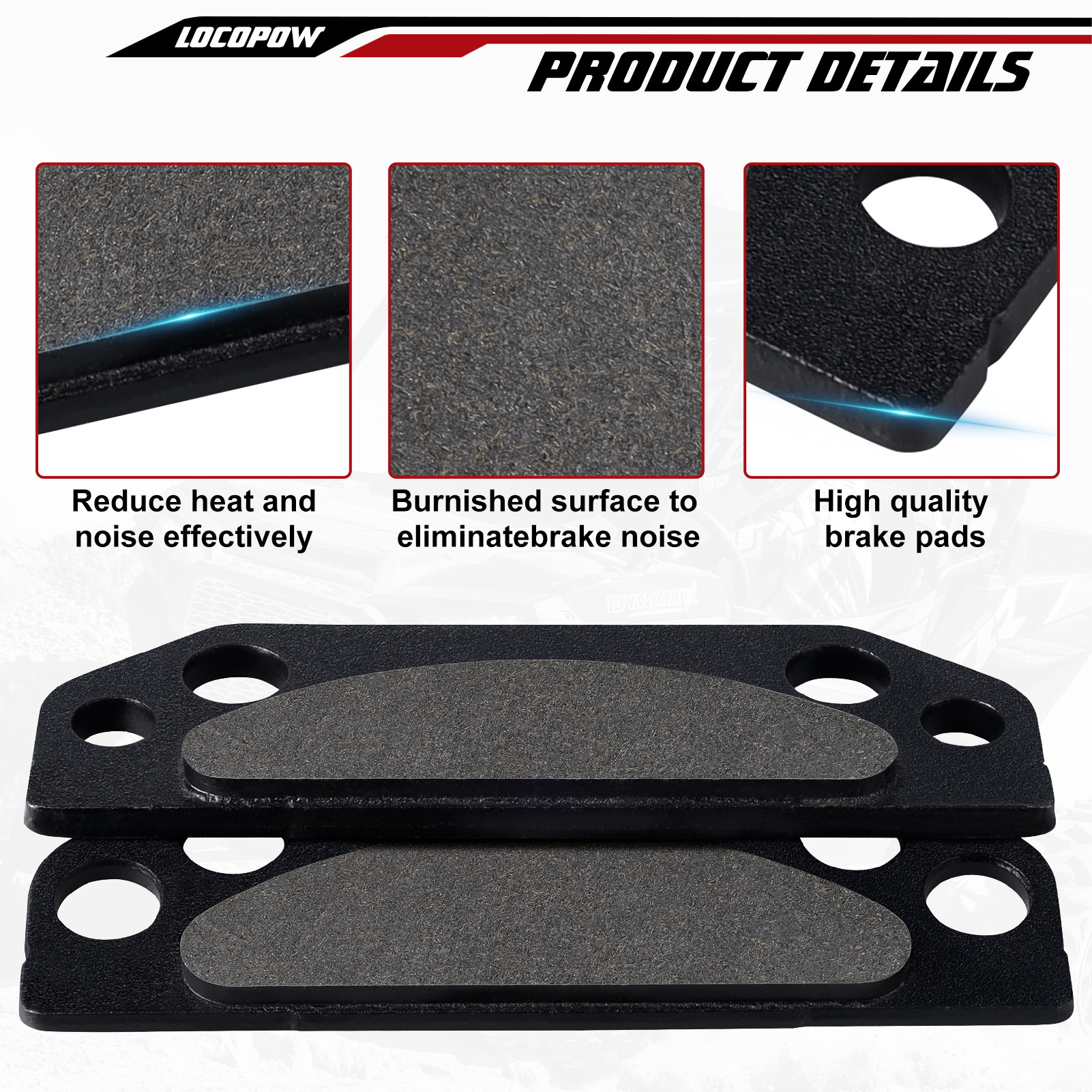 Suitable for Polaris Ranger Handbrake Pads Black Parking Brake Pads