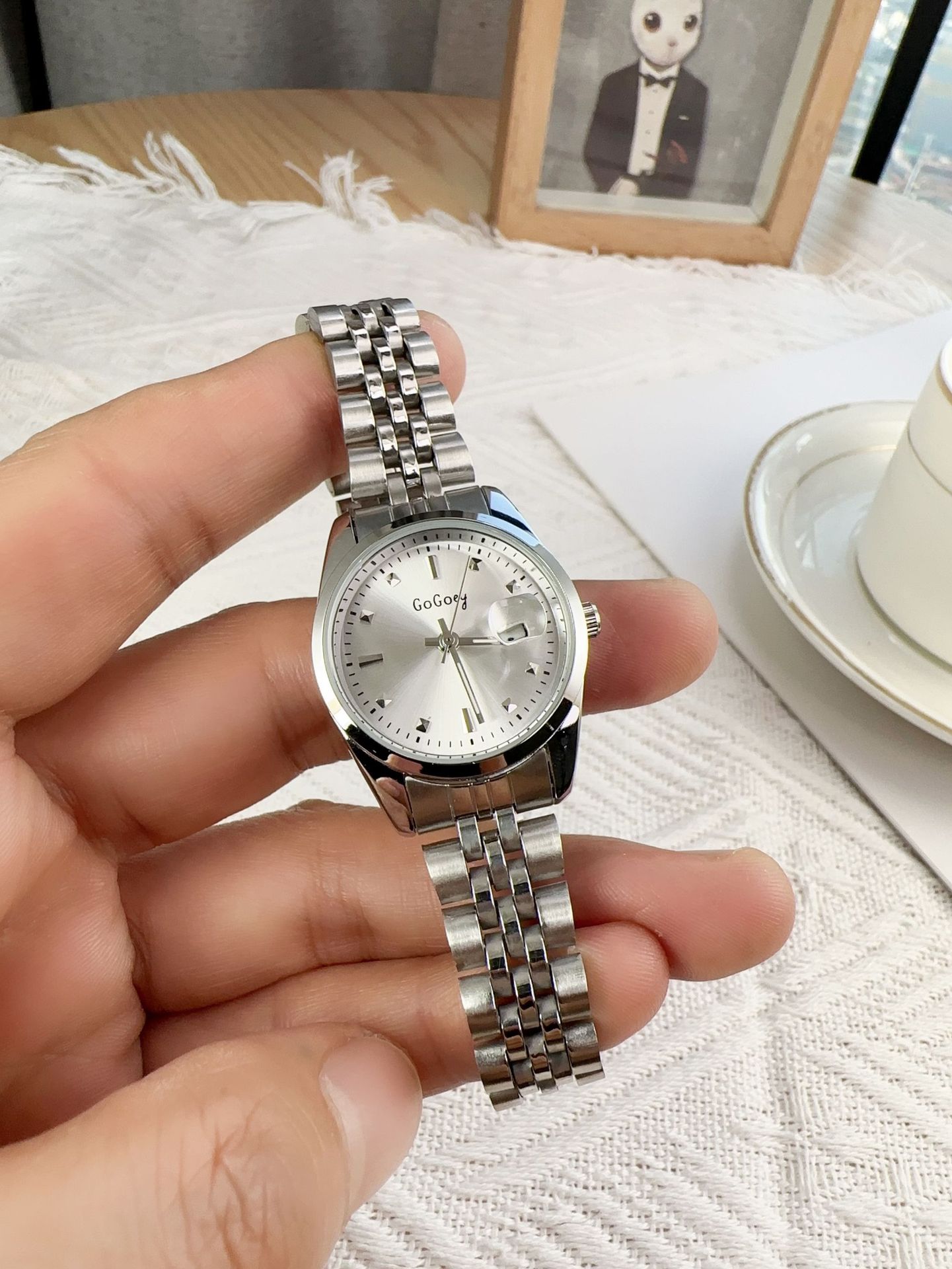 55g Weight Ordinary Glass Mirror Material Steel Belt Strap Material Watch Classification Pointer Display Type Double Side Snaps Buckle Style Round Dial Shape Casual, Daily Occasion Quartz Movement Solid Color Pattern Women's Gender Classic Style Style Classic Style Solid Color Double Side Snaps Quartz Watch Women's Watches 2