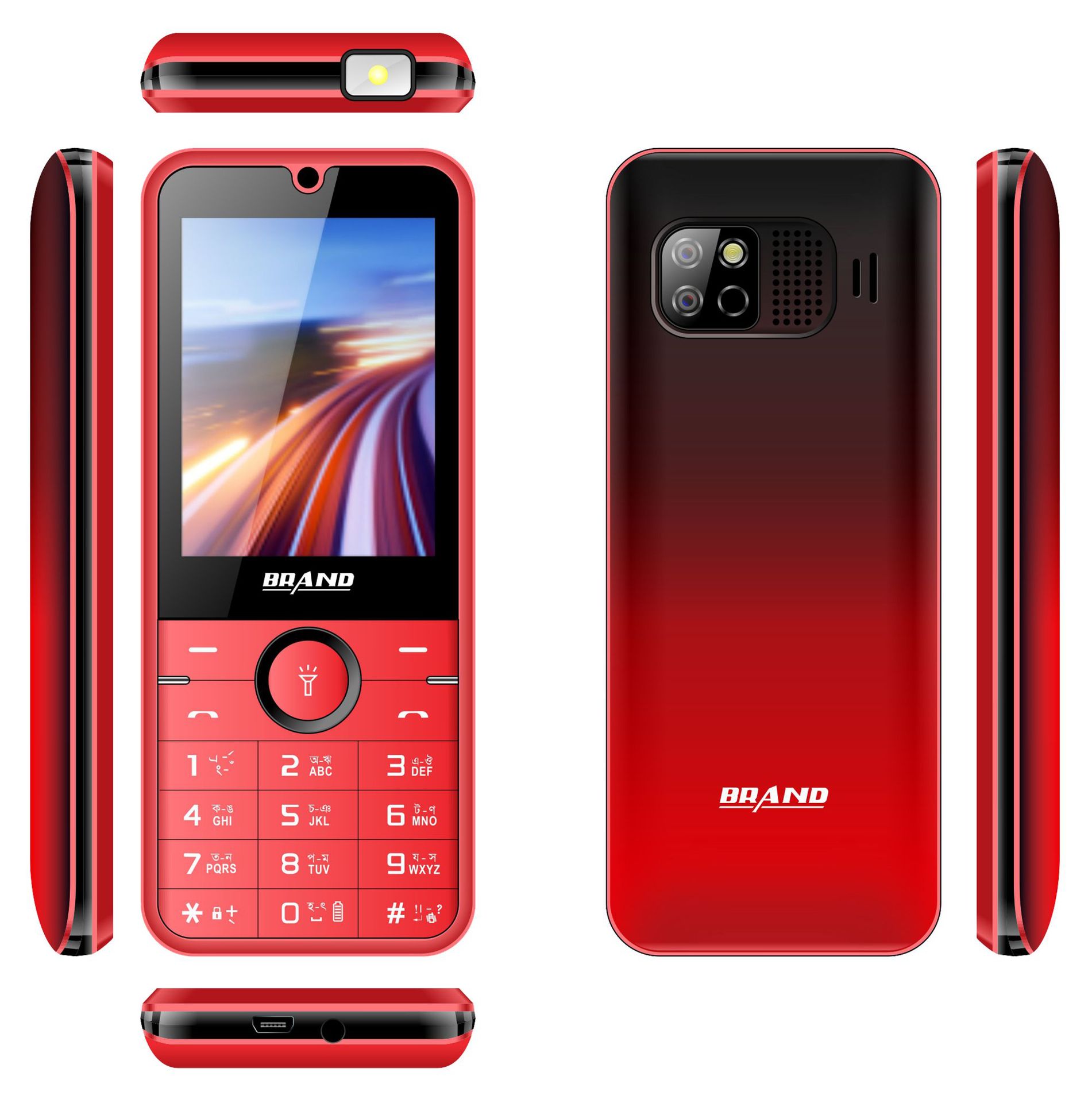 工厂OEM2.4双卡5C电池摄头像2G功能按键语言老人机出口非洲东南亚