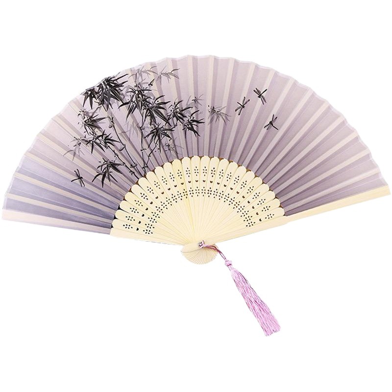 Ventilador de estilo antiguo japonés al por mayor de estilo chino ventilador estudiante Hanfu estilo antiguo ventilador plegable punto escénico Venta caliente danza ventilador de Bambú