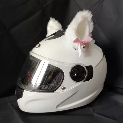 Motosiklet dəbilqələri Female Rider Plush Ear - a-pair-of-white-cat-ears-with-bells