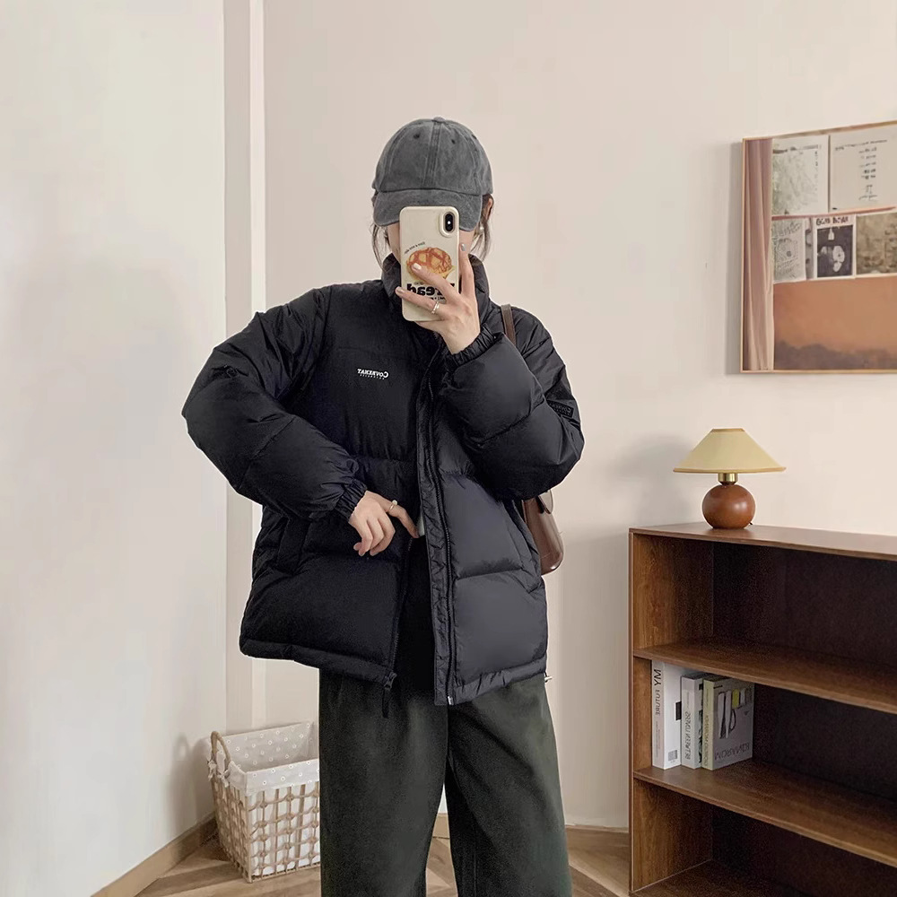 立领短款羽绒服女2025新款加厚面包服潮牌冬季情侣款外套韩版宽松
