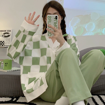 2025 pijama de perro de jade Gui primavera y otoño para mujeres manga larga dibujos animados adorables estudiantes adolescentes gran tamaño gordo mm ropa de hogar