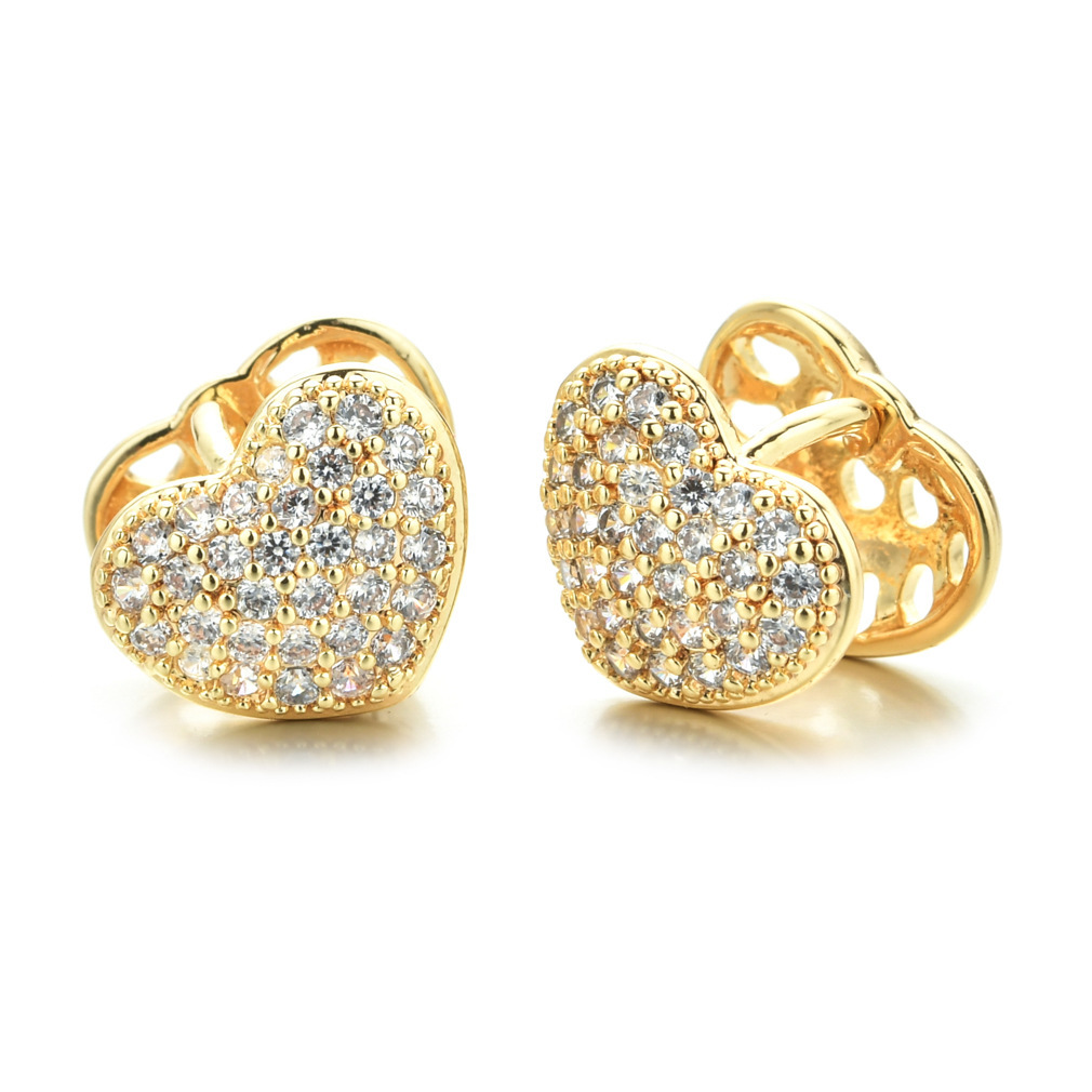 Hoop Earrings Classification 1 Pair Elegant Simple Style Heart Shape Copper Zircon Hoop Earrings