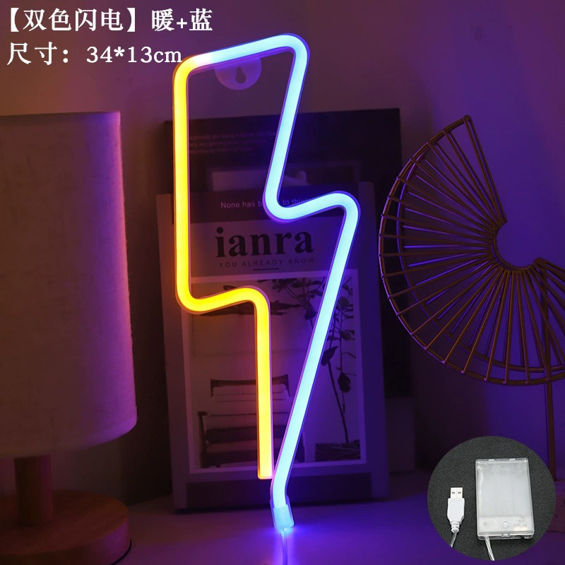 LED неоновая вывеска, висящая декоративная LED‑лампа, двойное питание батарея+USB, 36×15.2×2.5 см