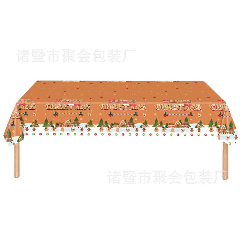 现货圣诞节派对用品姜饼人一次性桌布pe绿毛怪格林奇雪人装饰批发|undefined