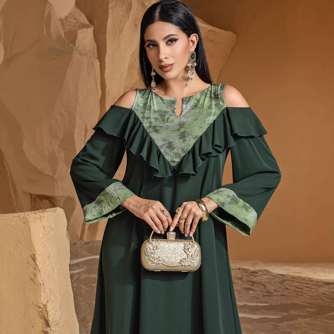 BA5058 новый abaya внешняя торговля ближневосточное арабское платье длинное платье с открытыми плечами