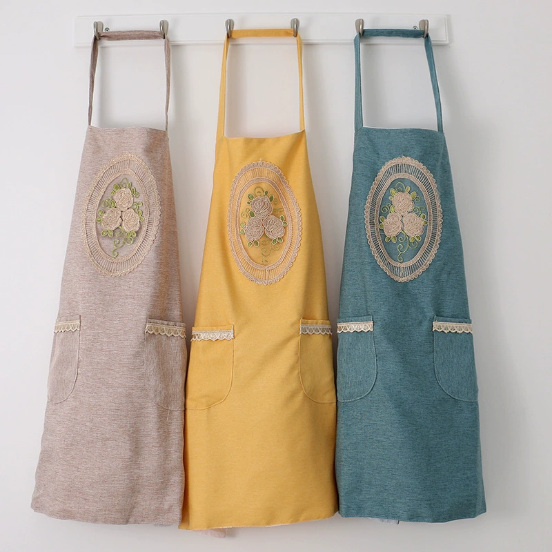 Фартук домашний кухонный корейский модный тканевый на талии рабочая одежда для детского сада маслостойкий фартук с защитой от пятен на шее и пионом