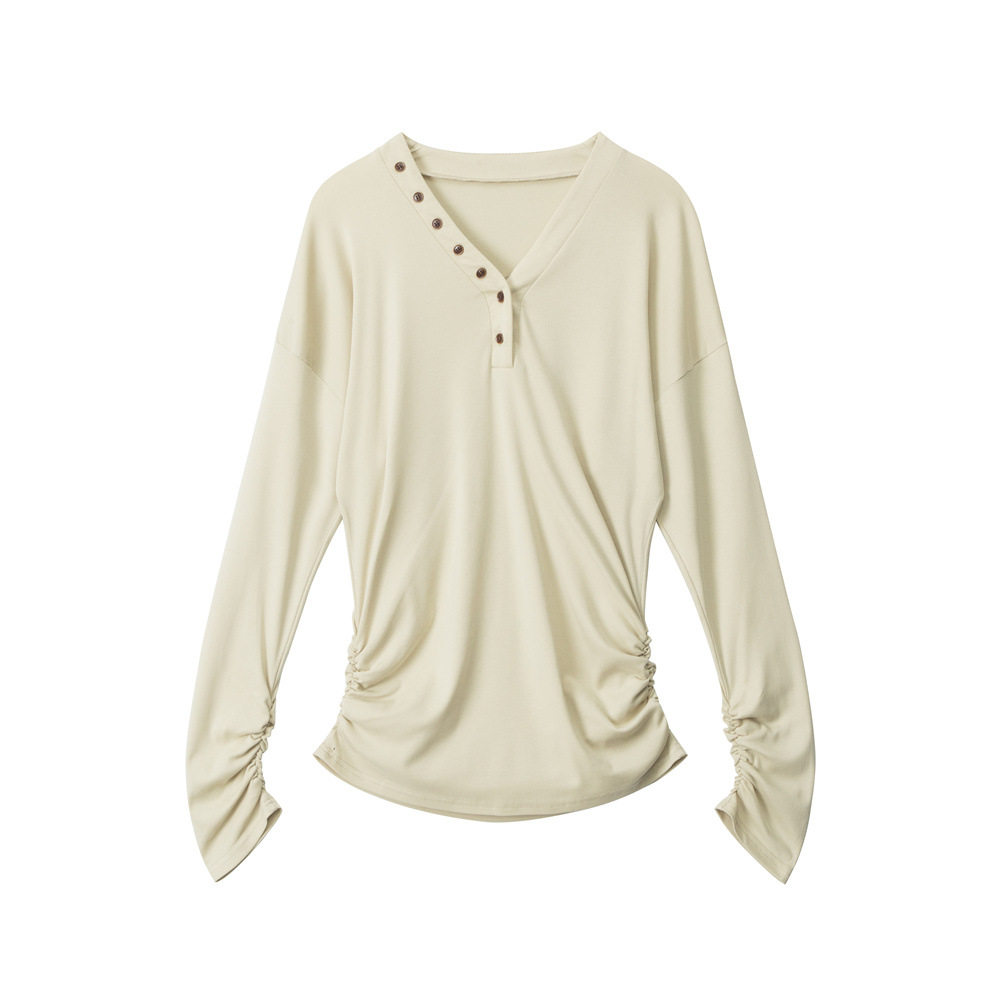 HeyHenry Women's V Neck Slim Fit Long Sleeve T-Shirt Designer Fashion for Autumn Suitable for Inner Layers_ecoleips.com