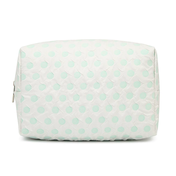 354 white background blue dot octagonal bag