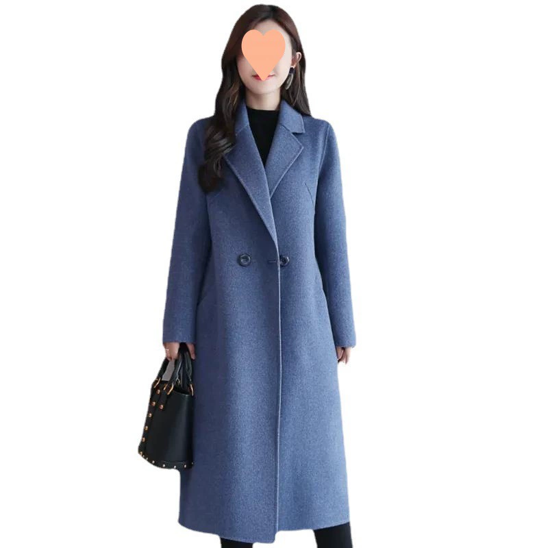 Woolen coat, autumn long jacket, mid-length, plus size, Korean style