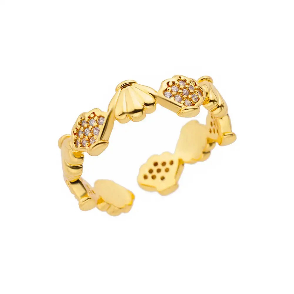 Adjustable Marine Shell Ring, Gold-Plated Beach Accessory, One Size (0.005 kg)