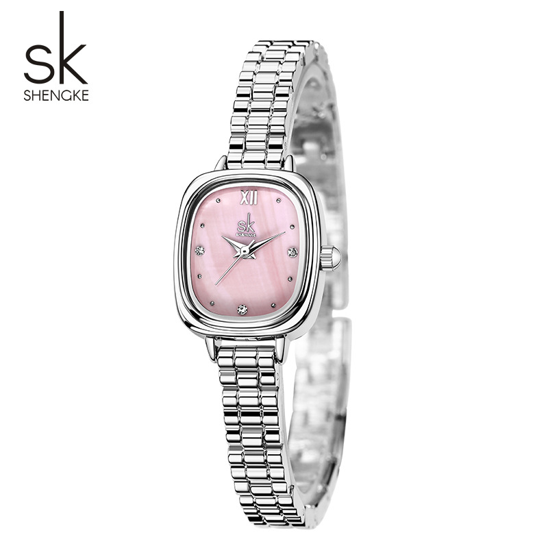 Reloj SK para mujer, cinturón de acero de moda, reloj cuadrado pequeño, reloj de cuarzo impermeable transfronterizo, comercio exterior al por mayor, reloj de nicho femenino 0217