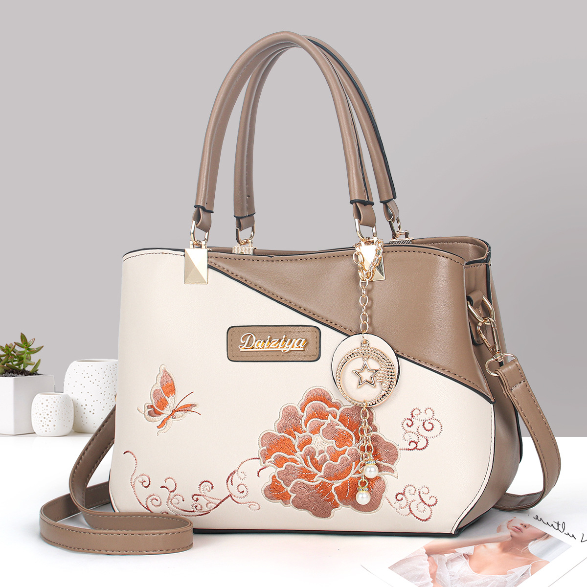Bolsa de mano de gran capacidad, bolsas de regalo de flores de peonía, bolsas de hombro, bolsas dignas.