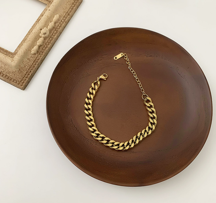 15g Weight 0.03µm-0.05µm Gold Plating Thickness PVD Coated Real Gold Plated 18K Gold Heart 304 Stainless Steel Titanium Steel Waterproof Non Tarnish Anklet