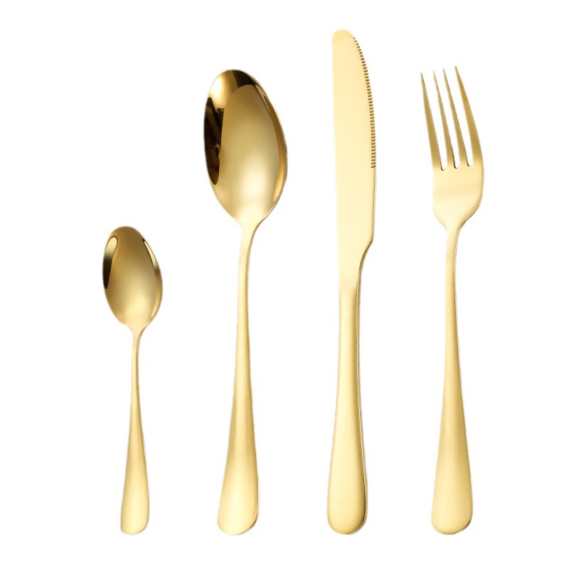 Juego de cubiertos de acero inoxidable transfronterizo 1010, juego de cubiertos occidental de 24 piezas, juego de cubiertos de cuchillo y tenedor para carne en caja de regalo.